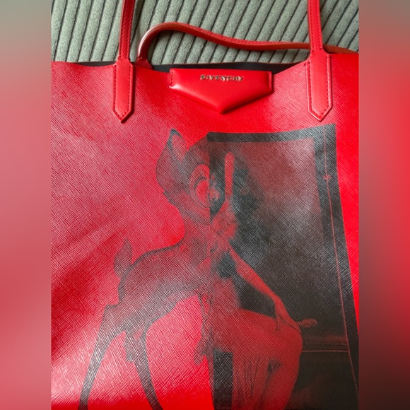 Givenchy Red Bambi Print Coated Canvas and Leather Antigona Shopper Tote - Picture 9 of 9